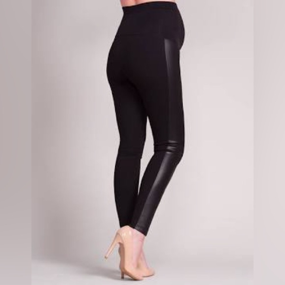 Faux Leather Panel Maternity Leggings